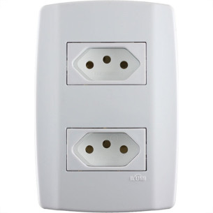 Conjunto Ilumi Slim 4X2 Branco Com Placa (2Tomada 20A) 80121