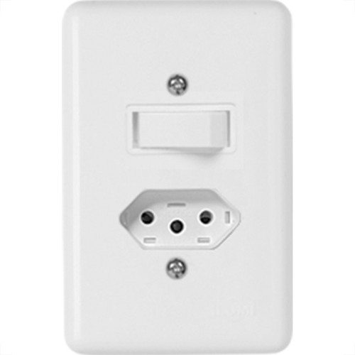 Conjunto Ilumi Stylus 4X2 Branco Com Placa (1Paralelo+Tomada) 20280