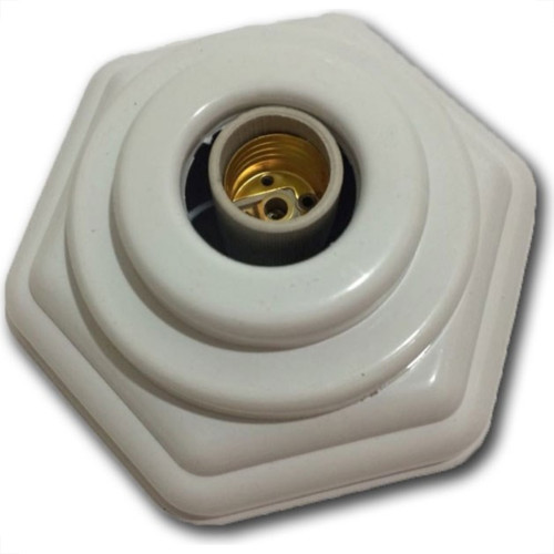 Plafonier Pvc Elite Branco Sextavado Soquete Porcelana 693 Plafonier Pvc Elite Branco Sextavado Soquete Porcelana 693