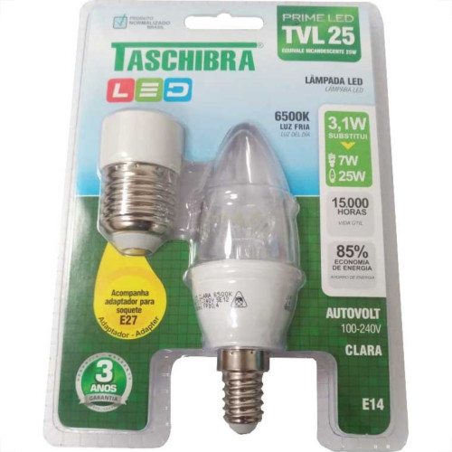 Lampada Led Vela Taschibra 3W 6500K Clara Tvl25 Lampada Led Vela Taschibra 3W 6500K Clara Tvl25