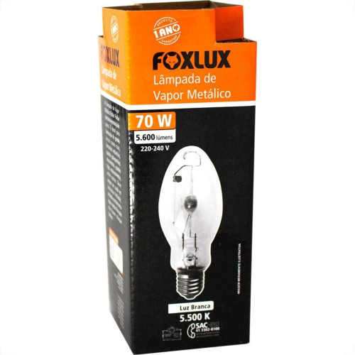 Lampada Vapor Metalico Foxlux Bulbo 70W E27 Clara Mb27 Vmb27.70 Lampada Vapor Metalico Foxlux Bulbo 70W E27 Clara Mb27 Vmb27.70