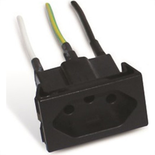 Tomada Painel Steck Com Cabo 10A 250V Preta S8628 Tomada Painel Steck Com Cabo 10A 250V Preta S8628