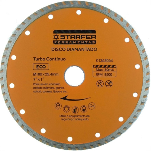 Disco Diamantado Starfer Eco Turbo 180Mm Seco/Agua Disco Diamantado Starfer Eco Turbo 180Mm Seco/Agua