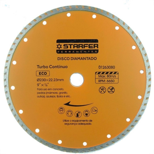 Disco Diamantado Starfer Eco Turbo 230Mm Seco/Agua Disco Diamantado Starfer Eco Turbo 230Mm Seco/Agua