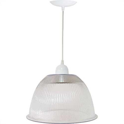 Luminaria Prismatica Bezelux 12'' Com Pendente Branco E27 Bz12Br Luminaria Prismatica Bezelux 12'' Com Pendente Branco E27 Bz12Br