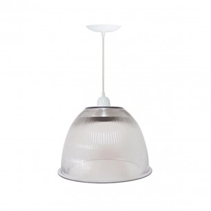 Luminaria Prismatica Bezelux 16'' Com Pendente Branco E27 Bzf16Br