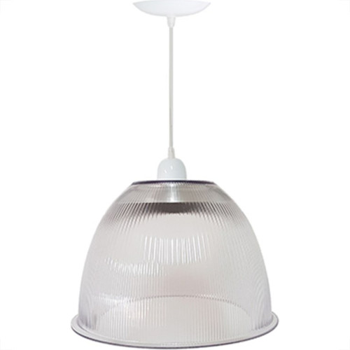 Luminaria Prismatica Bezelux 16'' Com Pendente Branco E27 Bzf16Br Luminaria Prismatica Bezelux 16'' Com Pendente Branco E27 Bzf16Br