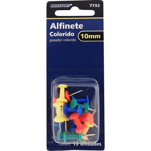 Alfinete Brasfort 10Mm Color Cartela Com 15 Pecas 7732 Alfinete Brasfort 10Mm Color Cartela Com 15 Pecas 7732