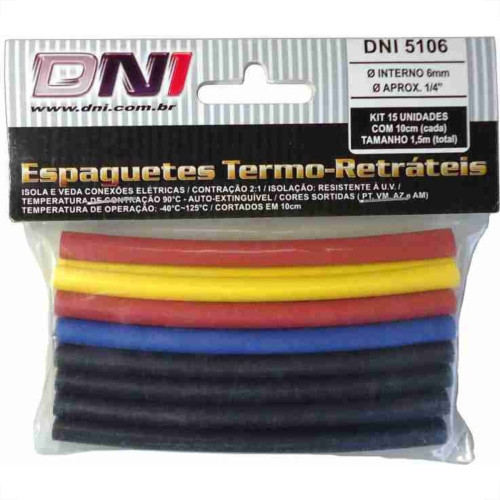 Espaguete Termo Retratil Dni 6Mm Com 15Pecas 5106 Espaguete Termo Retratil Dni 6Mm Com 15Pecas 5106