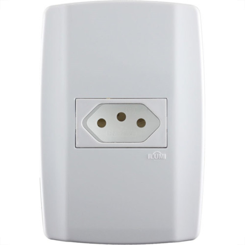 Conjunto Ilumi Slim 4X2 Branco Com Placa (1Tomada 10A) 80150 Conjunto Ilumi Slim 4X2 Branco Com Placa (1Tomada 10A) 80150