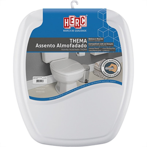 Assento Sanitario Herc ''Almofadado'' Cinza Claro Retangular 2396