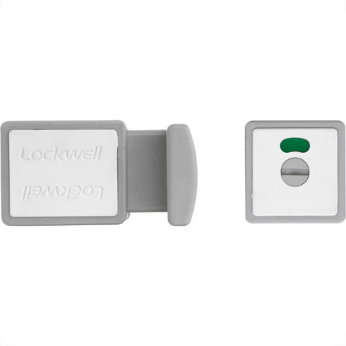 Fechadura Trinco Wc Livre/Ocupado Pvc 10Mm Cinza Branco Lockwell 723 Fechadura Trinco Wc Livre/Ocupado Pvc 10Mm Cinza Branco Lockwell 723