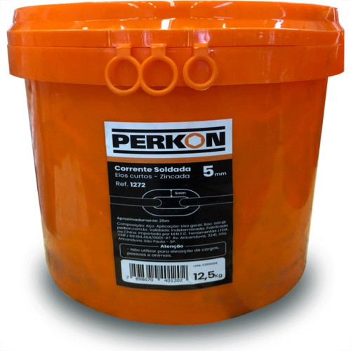 Corrente Soldada Perkon Zincada 5Mm 12,5Kg Aproximadamente 25M 1272