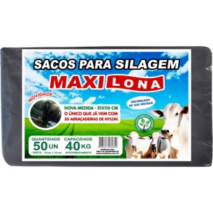 Saco Para Silagem Maxilona Preto 51X110 Capacidade 40Kg 50Sacos