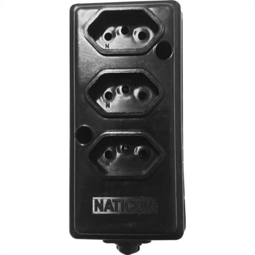 Tomada Barra Naticon Tripla 20A 2 Polos +Terra Preta 572 Tomada Barra Naticon Tripla 20A 2 Polos +Terra Preta 572