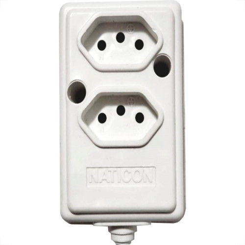 Tomada Barra Naticon   Dupla 10A 2 Polos +Terra Branca 573 Tomada Barra Naticon   Dupla 10A 2 Polos +Terra Branca 573
