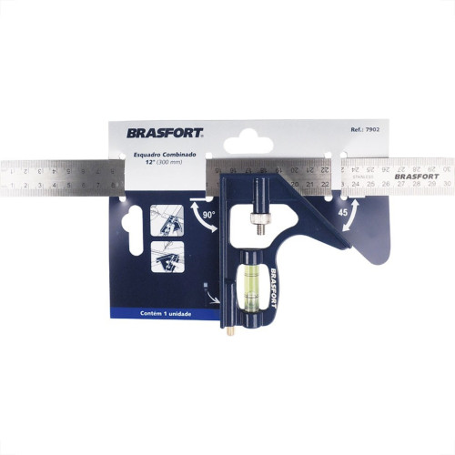 Esquadro Brasfort Combinado 12''30Cm 7902 Esquadro Brasfort Combinado 12''30Cm 7902