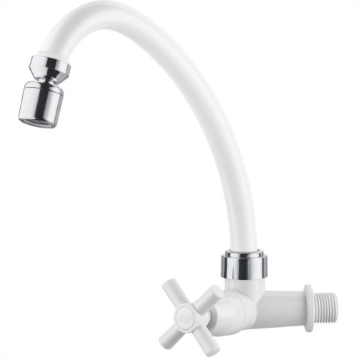 Torneira Abs Bica Movel Parede Herc 1/4V Com Arejador Articulavel Branca Cromada 3902 Torneira Abs Bica Movel Parede Herc 1/4V Com Arejador Articulavel Branca Cromada 3902