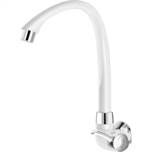 Torneira Abs Bica Movel Parede Alta Tigre Linea 1/4V Branca Cromada  Torneira Abs Bica Movel Parede Alta Tigre Linea 1/4V Branca Cromada