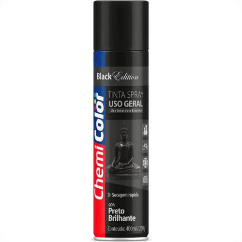Tinta Spray Chemicolor Preto Brilhante 400Ml Tinta Spray Chemicolor Preto Brilhante 400Ml