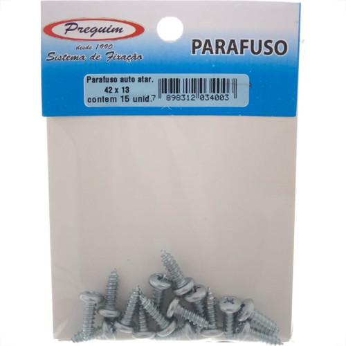 Cartela Parafuso Auto/Atarrachante Panela Preguim 4,2 X 13Mm Com 15 Pecas Cartela Parafuso Auto/Atarrachante Panela Preguim 4,2 X 13Mm Com 15 Pecas
