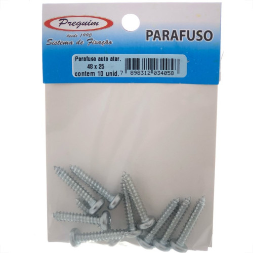 Cartela Parafuso Auto/Atarrachante Panela Preguim 4,8 X 25Mm Com 10 Pecas 4058 Cartela Parafuso Auto/Atarrachante Panela Preguim 4,8 X 25Mm Com 10 Pecas 4058