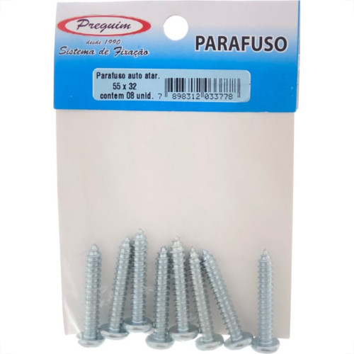 Cartela Parafuso Auto/Atarrachante Panela Preguim 5,5 X 32Mm Com 08 Pecas 3778 Cartela Parafuso Auto/Atarrachante Panela Preguim 5,5 X 32Mm Com 08 Pecas 3778