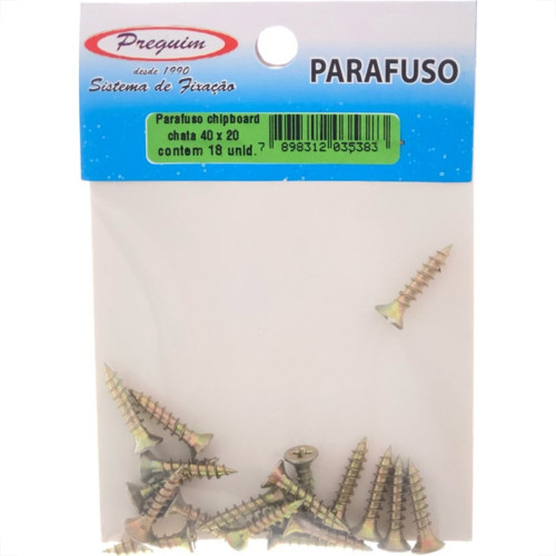 Cartela Parafuso Chipboard Preguim Cabeca Chata Philips 4,0X20 Com 18 Pecas 5383 Cartela Parafuso Chipboard Preguim Cabeca Chata Philips 4,0X20 Com 18 Pecas 5383