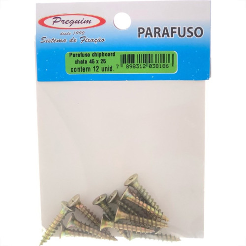 Cartela Parafuso Chipboard Preguim Cabeca Chata Philips 4,5X25 Com 12 Pecas 8186 Cartela Parafuso Chipboard Preguim Cabeca Chata Philips 4,5X25 Com 12 Pecas 8186