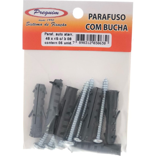 Cartela Parafuso Auto Atarrachante Preguim Cabeca Panela Philips Com Bucha 08Mm Com 06 Pecas 0630 Cartela Parafuso Auto Atarrachante Preguim Cabeca Panela Philips Com Bucha 08Mm Com 06 Pecas 0630