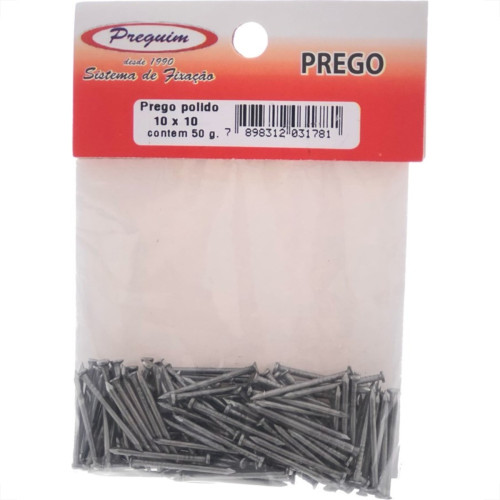Cartela Prego Preguim Com Cabeca 10X10 (1,50X23mm) (1,50X23mm) Com 50 Gramas 1781