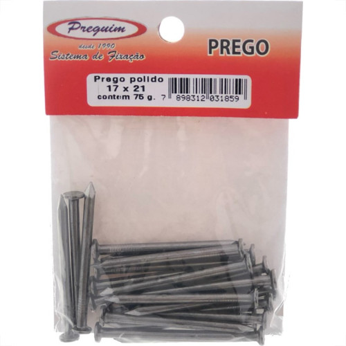 Cartela Prego Preguim Com Cabeca 17X21 (3,00X48mm) (3,00X48mm) Com 75 Gramas 1859