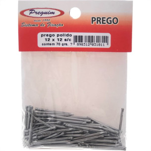 Cartela Prego Preguim Sem Cabeca 12X12 (1,80X28mm) (1,80X28mm) Com 70 Gramas 1811