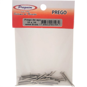 Cartela Prego Aco Preguim Com Cabeca 10X10 (1,50X23mm) (1,50X23mm) Com 25 Pecas 1934