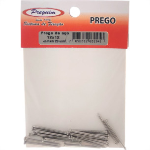 Cartela Prego Aco Preguim Com Cabeca 12X12 (1,80X28mm) (1,80X28mm) Com 20 Pecas 1941