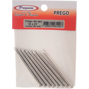 Cartela Prego Aco Preguim Com Cabeca 18X27 (3,40X62mm) (3,40X62mm) Com 08 Pecas 1996