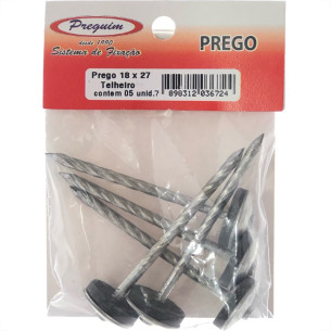 Cartela Prego Telheiro Preguim Galvanizado 18X27 (3,40X62mm) (3,40X62mm) Com 05 Pecas 6724