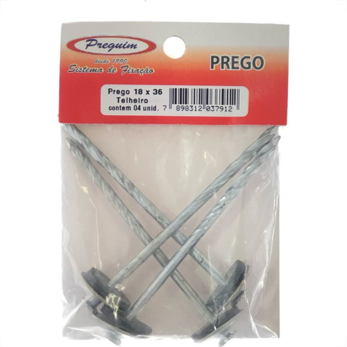 Cartela Prego Telheiro Preguim Galvanizado 18X36 (3,40X83mm) (3,40X83mm) Com 04 Pecas 7912