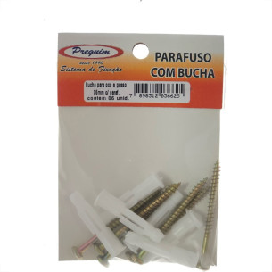 Cartela Bucha Fixacao Preguim Baiano/Gesso 06 Com Parafuso Com 06 Pecas   6625