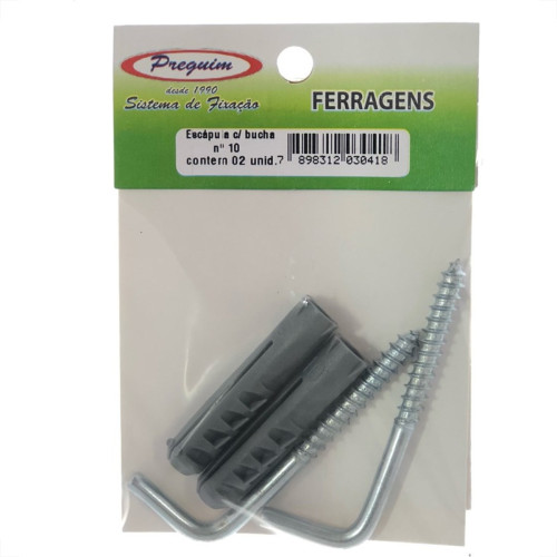 Cartela Escapula Com Bucha 10 Preguim Com 02 Pecas 0418 Cartela Escapula Com Bucha 10 Preguim Com 02 Pecas 0418