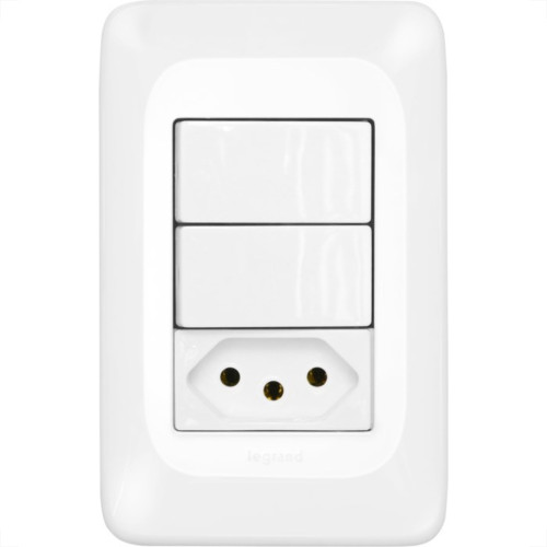 Conjunto Pial Pop 4X2 Branco Com Placa (2Simples+Tomada 10A) Lgx113 Conjunto Pial Pop 4X2 Branco Com Placa (2Simples+Tomada 10A) Lgx113