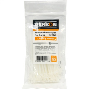 Abracadeira Nylon Perkon Branca 2,5X100 100 Pecas 1248