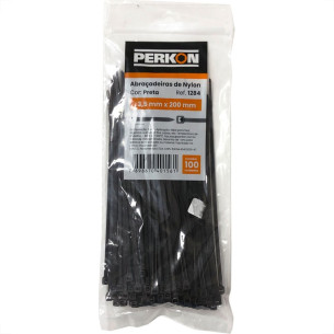Abracadeira Nylon Perkon Preta 3,5X200 100 Pecas 1284