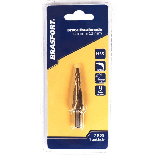 Broca Escalonada Brasfort 4 A 12Mm 7959 Broca Escalonada Brasfort 4 A 12Mm 7959