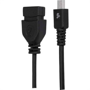 Cabo Micro Usb Mobile - Micro Usb + Usb A Femea - 17Cm - Preto   018-0112