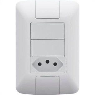 Conjunto Tramontina Aria 4X2 Branco Com Placa (2 Simples+Tomada) 57241/073
