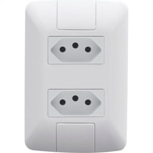 Conjunto Tramontina Aria 4X2 Branco Com Placa (2 Tomadas 10A) 57241/265