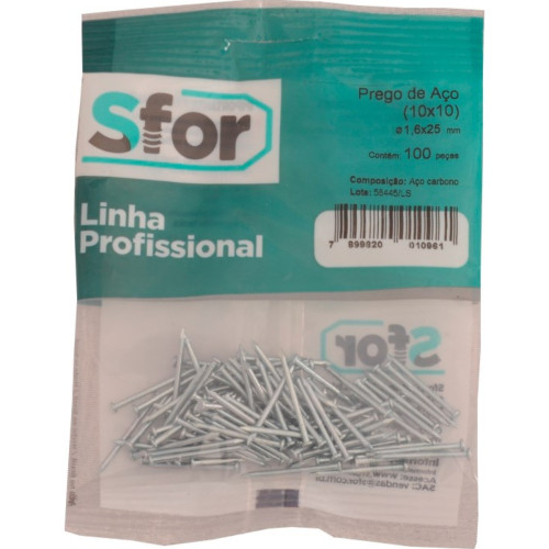 Prego Aco Sforplast Com Cabeca 10X10 (1,50X23mm) 100pcs Prego Aco Sforplast Com Cabeca 10X10 (1,50X23mm) 100pcs