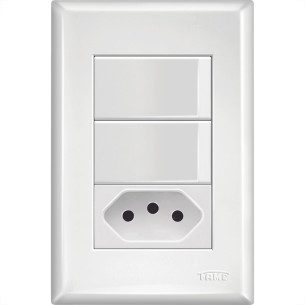 Conjunto Fame Evidence 4X2 Branco Om Placa 2Simples+1Tomada 10A 