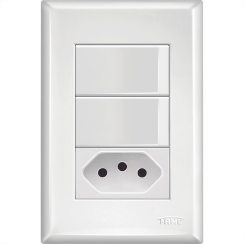 Conjunto Fame Evidence 4X2 Branco Om Placa 2Simples+1Tomada 10A 